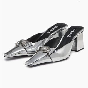 Versace 70MM Metallic Leather Mules